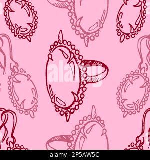 Doodle jewelry sketch ring earrings vintage seamless pattern vector. Stock Vector