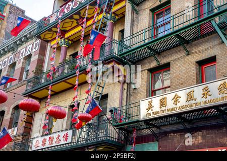 Exploring Chinatown in San Francisco, California. Waverly Place. Stock Photo