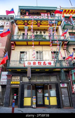 Exploring Chinatown in San Francisco, California. Waverly Place. Stock Photo