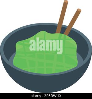 Algae salad icon isometric vector. Marine alga. Sea plant Stock Vector