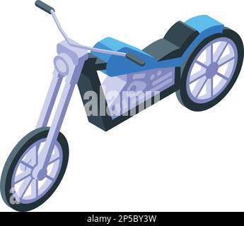 Blue bike icon isometric vector. Biker ride. People road Stock Vector
