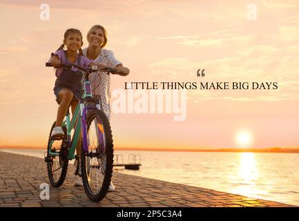 Little Things Make Big Days. Motivational quote reminding that moments of joy building up happy life or small things every day make big result. Text a Stock Photo
