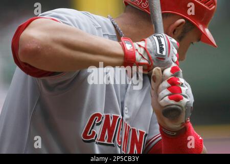 A detail view of a players batting gloves are seen as he holds his bat  during an MLB baseball game between the Los Angeles Dodgers against the Houston  Astros at Minute Maid