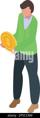 Coin ecology icon isometric vector. Social energy. Company invest Stock Vector