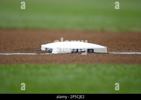 MILWAUKEE, WI - MAY 21: A detail view of a Milwaukee Brewers logo