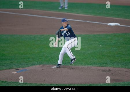 MILWAUKEE, WI - MAY 20: Zack Greinke #13 of the Milwaukee Brewers pitches  against the Colorado Rockies at Miller Park on May 20, 2011 in Milwaukee,  Wisconsin. The Brewers defeated the Rockies