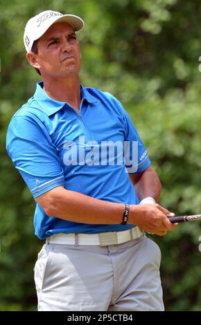 September 11, 2022: Golfers Tom Pernice Jr. and Darren Clarke shake hands  after their round on the final day of the Ascension Charity Classic held at  Norwood Hills Country Club in Jennings