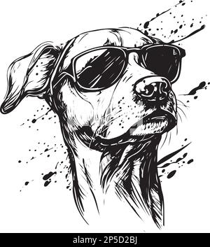 Ink Style Vector Art of a Dog Wearing Sunglasses Stock Vector