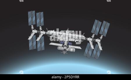 International Space Station (ISS) on White Background illustration ...