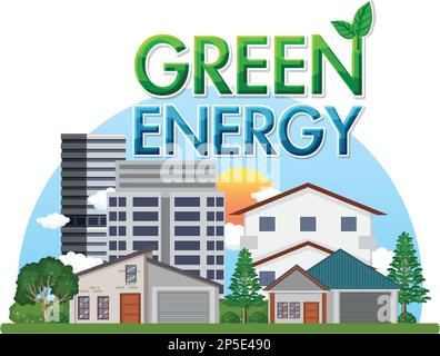 Green energy text banner design illustration Stock Vector Image & Art ...