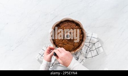 Gingerbread bundt cake with caramel filling Stock Photo