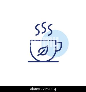Hot tea in a mug. Relaxation time with a drink. Pixel perfect, editable stroke icon Stock Vector