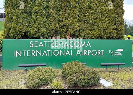 A Port of Seattle sign at the Seattle Tacoma International Airport ...