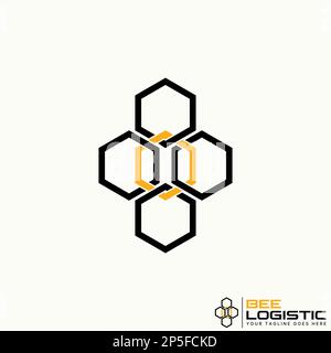 Logo design graphic concept creative abstract premium free vector stock simple unique lineout 5 hexagons like bee house. Related to animal precision Stock Vector