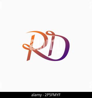 Logo design graphic concept creative premium free vector stock letter RD handwriting double sans serif font on connection initial or monogram Stock Vector