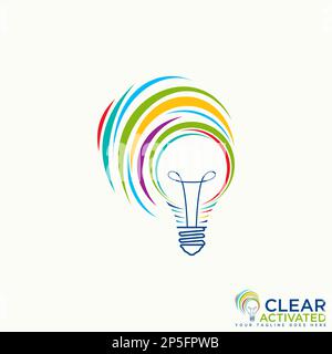 Logo design graphic concept creative abstract premium free vector stock unique light bulb with many swoosh around top. Related to smart or education Stock Vector