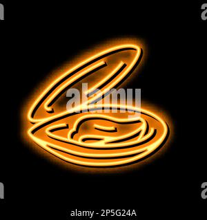 opened shell mussel neon glow icon illustration Stock Vector