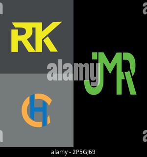 Letter logo, rk logo,jmr logo,ch logo, modern logo and minimal logo design. This logo can be used for company, website and printing Stock Vector