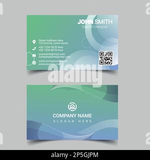 Professional business card design template for company or business. Two color simple but professional design. Compatible for business and personal use Stock Vector