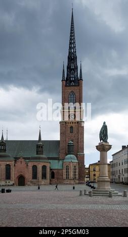 View of Riddarholmen Church, final resting place of most Swedish monarchs, located in Gamla Stan, medieval city center of Stockholm Stock Photo