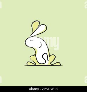 Drawing of the bunny animals vector hand drawn line art Stock Vector