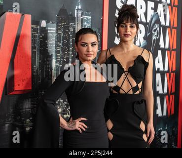 Demi Lovato, Melissa Barrera attend the world premiere of 'Scream VI' at AMC Lincoln Square Theater in New York on March 06, 2023 Stock Photo