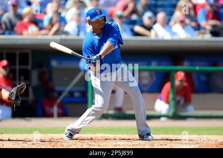 MIAMI, FL - MARCH 11: Dominican Republic outfielder Starling Marte (6) and  Dominican Republic outfielder Nelson Cruz (23) on a fielding error in  center field on a long ball by United States