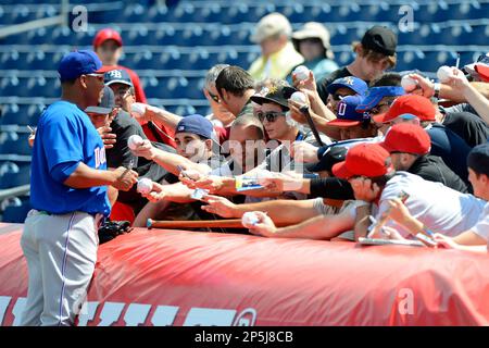 MIAMI, FL - MARCH 11: Dominican Republic outfielder Starling Marte (6) and  Dominican Republic outfielder Nelson Cruz (23) on a fielding error in  center field on a long ball by United States