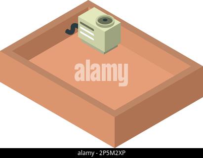 New roof icon isometric vector. House roof with outdoor unit of air conditioner. Construction and repair concept Stock Vector