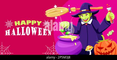 Happy Halloween, witch is cooking Stock Vector