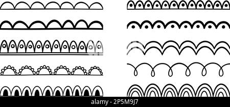 Scalloped Edge Seamless Brush Strokes Set Simple Scalloped Border Fabric  Laces Silhouette Repeat Cute Vintage Frill Ornament Texture Ribbons Vector  Illustration Isolated On White Background Stock Illustration - Download  Image Now - iStock