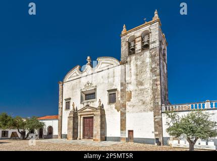Santa Maria Church, Manueline exterior, in Serpa, Beja district, Baixo Alentejo, Portugal Stock Photo