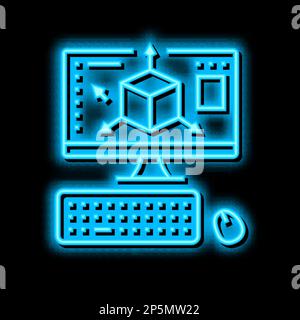 autocad 3d program neon glow icon illustration Stock Vector Image & Art ...
