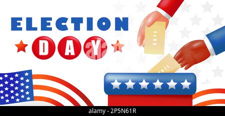 Election Day, hand putting ballot paper into ballot box Stock Vector