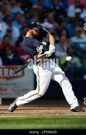 MILWAUKEE, WI - SEPTEMBER 3: Shortstop J.J. Hardy #7 of the Milwaukee  Brewers runs to first base after hitting the baseball against the New York  Mets at the Miller Park on September