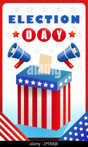 Election Day, ballot box illustration with megaphone Stock Vector