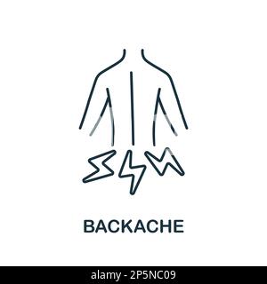 Backache line icon. Outline element sign from body ache collection. Backache icon sign for web design, infographics and more. Stock Vector