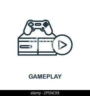 Gameplay line icon. Monochrome simple Gameplay outline icon for templates, web design and infographics Stock Vector
