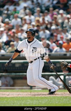 DETROIT, MI- JUNE 26: Designated hitter Gary Sheffield #3 of the Detroit  Tigers follows through on his swing after hitting the baseball against the  St. Louis Cardinals at Comerica Park on June