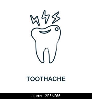 Toothache line icon. Outline element sign from body ache collection. Toothache icon sign for web design, infographics and more. Stock Vector