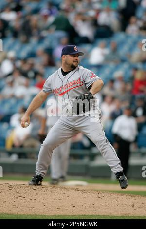 Cleveland Indians' Bob Wickman pitches to Kansas City Royals' Mike Sweeney  in the ninth inning Friday, Sept. 16, 2005, in Cleveland. The Indians won,  3-1. (AP Photo/Ron Schwane Stock Photo - Alamy