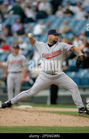 Cleveland Indians' Bob Wickman pitches to Kansas City Royals' Mike Sweeney  in the ninth inning Friday, Sept. 16, 2005, in Cleveland. The Indians won,  3-1. (AP Photo/Ron Schwane Stock Photo - Alamy