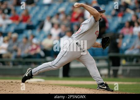 Cleveland Indians' Bob Wickman pitches to Kansas City Royals' Mike Sweeney  in the ninth inning Friday, Sept. 16, 2005, in Cleveland. The Indians won,  3-1. (AP Photo/Ron Schwane Stock Photo - Alamy