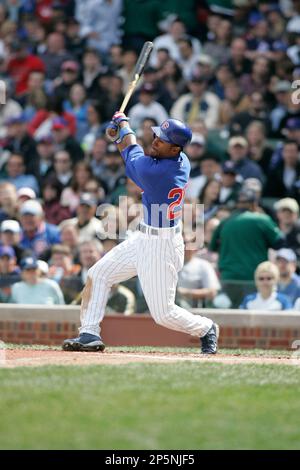 CHICAGO - APRIL 10: Corey Patterson #20 of the Chicago Cubs stands