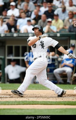 CHICAGO - APRIL 6: Scott Podsednik #22 of the Chicago White Sox stands at  the plate ready for the pitch against the Cleveland Indians at U.S.  Cellular Field on April 6, 2005