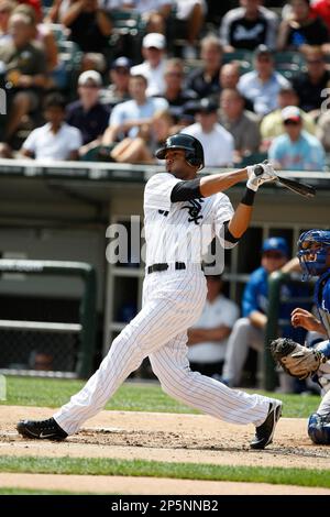 CHICAGO, IL - JULY 23: Outfielder Scott Podsednik #22 of the Chicago White  Sox follows through on his swing after hitting the baseball against the  Tampa Bay Rays at U.S, Cellular Field