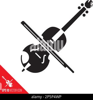 Fiddle with bow vector glyph icon. Classical musical instrument outline symbol. Stock Vector