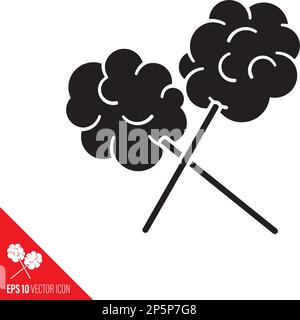 Two portions of cotton candy on sticks vector glyph icon Stock Vector