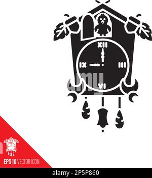 Black Forest Cuckoo Clock vector glyph icon Stock Vector