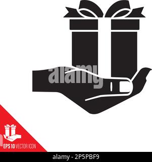 Hand holding a gift box vector glyph icon Stock Vector